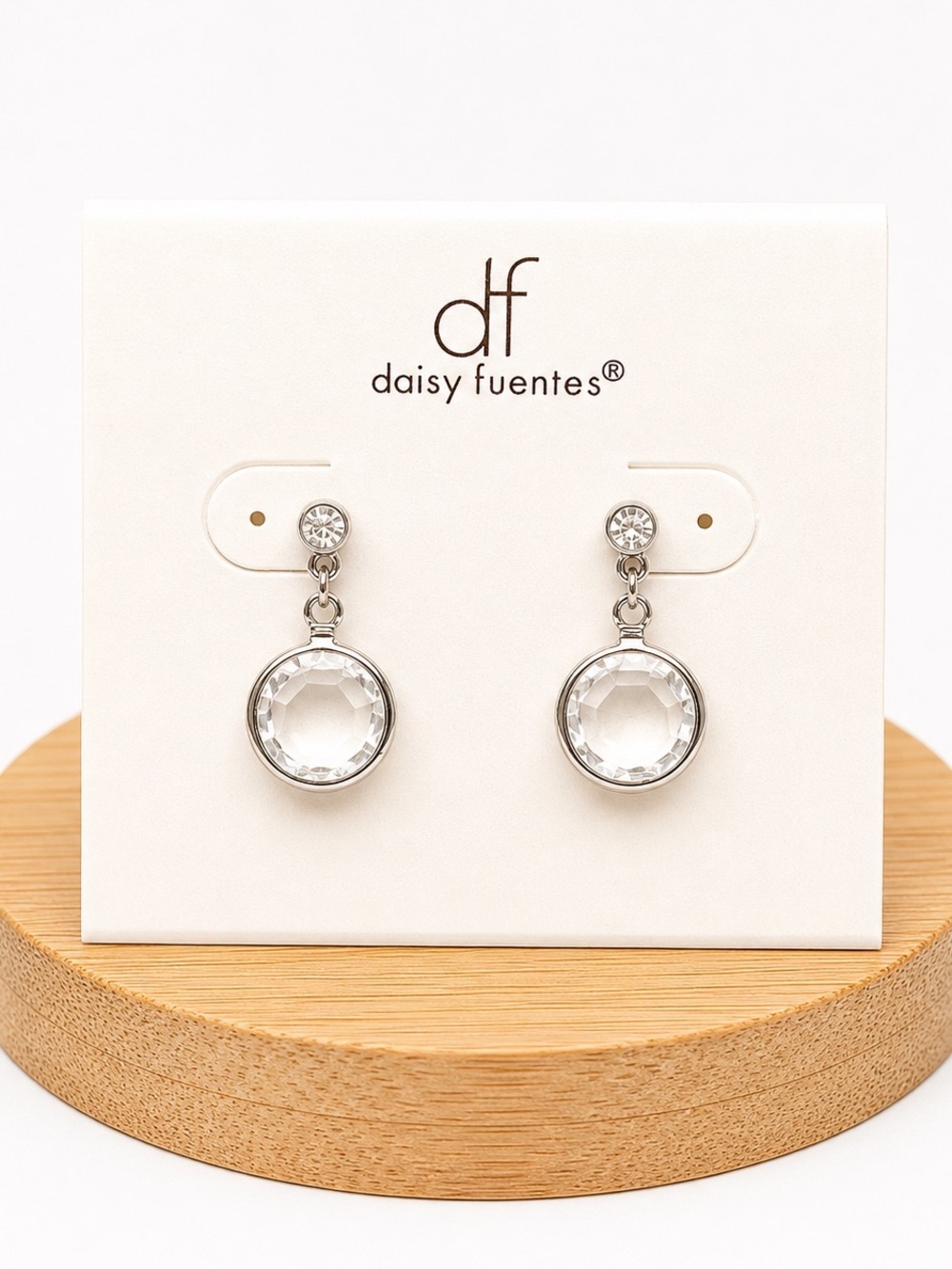 daisy fuentes Silver Clear Faceted Drop Earrings